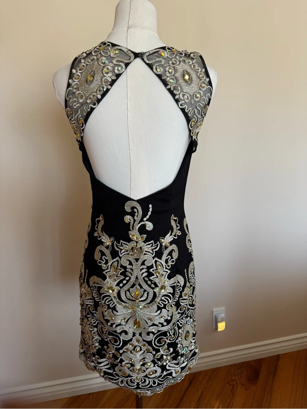 Jovani | Dresses | Jovani Black Mini Dress With Gold And Silver ...